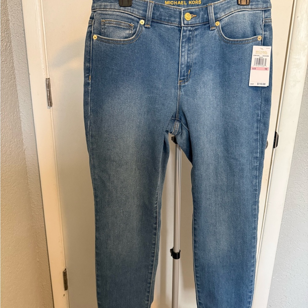 NWT Michael Kors Izzy Skinny Straight Leg Blue Jeans